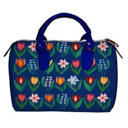 Dámská kabelka Barrel – textilní potisk Jarní květiny