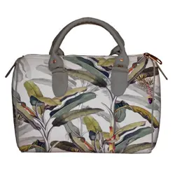 Dámská kabelka Barrel – textilní potisk Dlouhé tropické listí