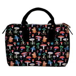 Dámská kabelka Barrel – textilní potisk Mochomůrky