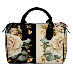 Dámská kabelka Barrel – textilní potisk Zrcadlové květiny 