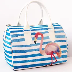 Dámská kabelka Barrel – textilní potisk Plameňák