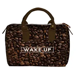 Dámská kabelka Barrel – textilní potisk Káva