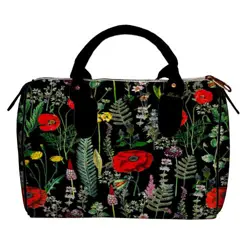 Dámská kabelka Barrel – textilní potisk máky