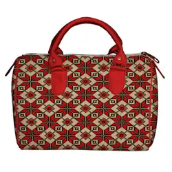 Dámská kabelka Barrel – textilní potisk lidový vzor