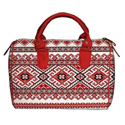 Dámská kabelka Barrel – textilní potisk lidový vzor