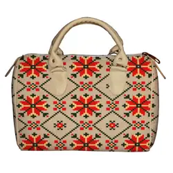 Dámská kabelka Barrel – textilní potisk ornament