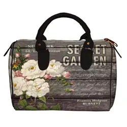 Dámská kabelka Barrel – textilní potisk Bílé květy