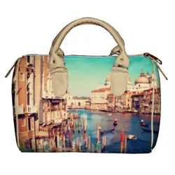 Dámská kabelka Barrel – textilní potisk Okouzlující Benátky