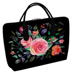 Taška Sakvoyage na notebook XXL Růže na černém pozadí