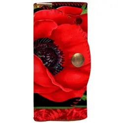 Klíčenka do kabelky – barevná kapsička na klíče s karabinkami červený mák