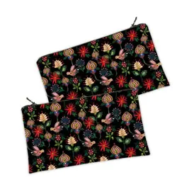 Kosmetická taška MINI – malá látková taštička s potiskem  Ptáci a květiny