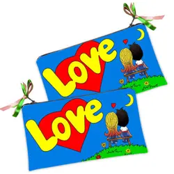 Kosmetická taška MINI – malá látková taštička s potiskem  Love blue