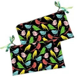 Kosmetická taška MINI – malá látková taštička s potiskem Vícebarevní ptáci