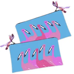 Kosmetická taška MINI – malá látková taštička s potiskem Růžoví plameňáci