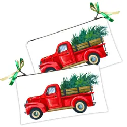 Kosmetická taška MINI – malá látková taštička s potiskem Auto a vánoční stromeček