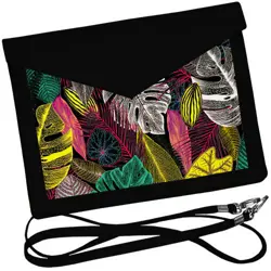 Dámský klutch konvert – elegantní sametová kabelka s potiskem Tropické barevné listy