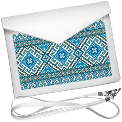 Dámský klutch konvert – elegantní sametová kabelka s potiskem Ornament modrá