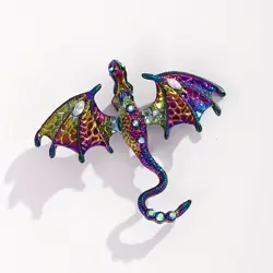 Duhový dračí strážce Brož –  smalt, kamínky, slitina