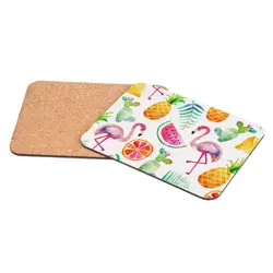 Korková podložka 25 × 19 cm – Plameňák a ovoce