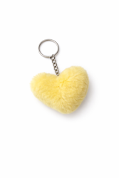 Klíčenka chlupaté srdíčko – umělá kožešina, 6 cm žlutá