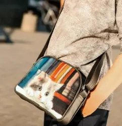 Dětská kabelka Junior Girl  Roztomilá kočka, tmavě šedá