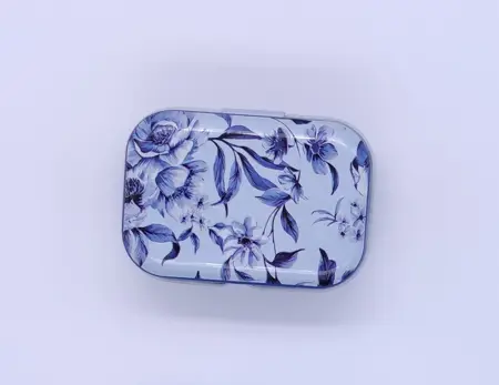 Plechová krabička Květiny Modrá 