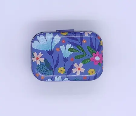 Plechová krabička Květiny blue