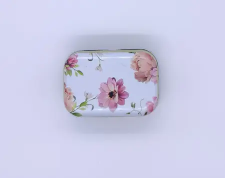 Plechová krabička Květiny svetlo zelena