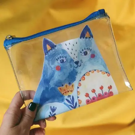 Kosmetická taštička Visible modrá kočka 