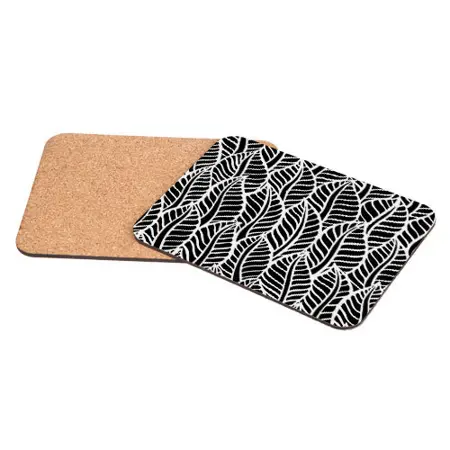 Podložka 25x19 cm (korek) Černé a bílé listy