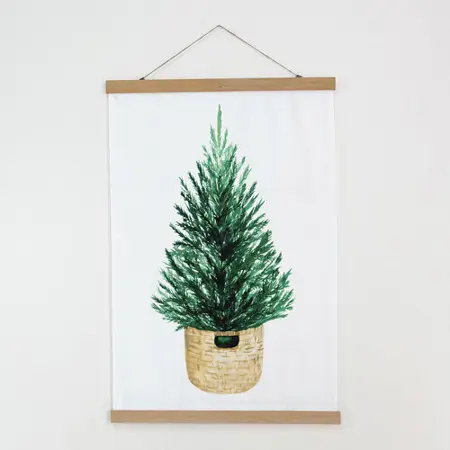 Látkový plakát na zeď Vánoční strom v košíku