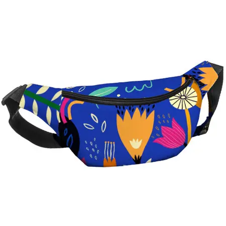 Ledvinka BUMBAG Květiny na modrém pozadí