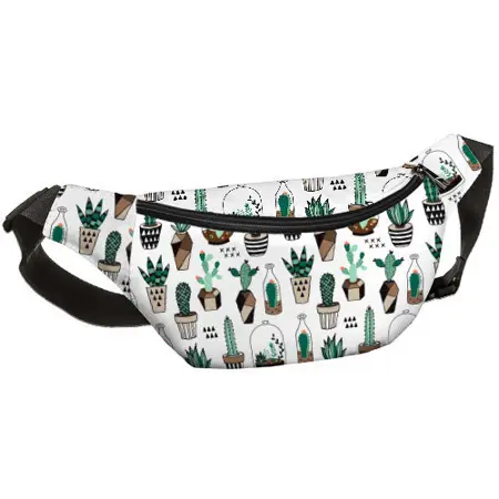 Ledvinka BUMBAG Kaktusy na bílém pozadí