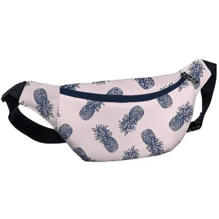 Ledvinka BUMBAG Ananasy na růžovém pozadí