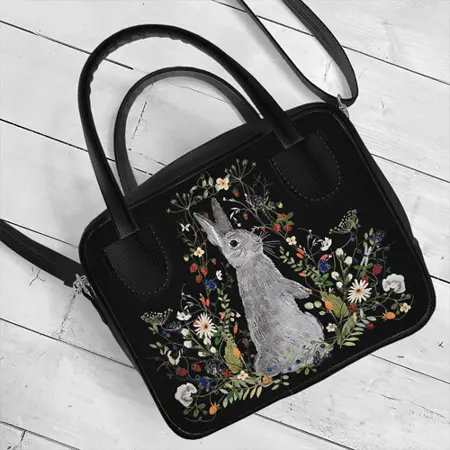 Dámská kabelka Kitto – sametový potisk Králíček