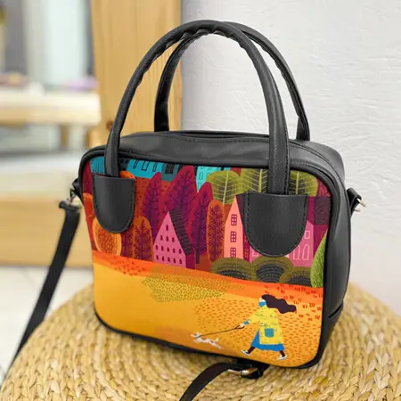 Dámská kabelka Kitto – sametový potisk na procházce