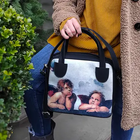 Dámská kabelka Kitto – sametový potisk andělé