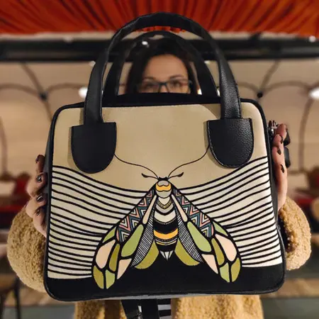 Dámská kabelka Kitto – sametový potisk  Ptactvo