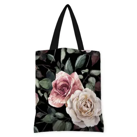 Kabelka original Růže na černém pozadí