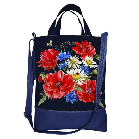 Kabelka city Vlčí máky, chrpy a sedmikrásky