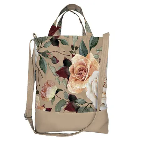 Kabelka city Růže na béžovém pozadí