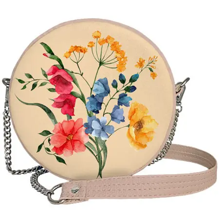 Kabelka tablet  květiny na pudrovém pozadí