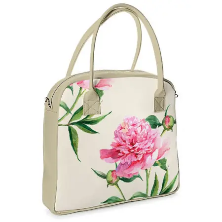  Kabelka s potiskem Oxford Pivoňka na béžovém pozadí
