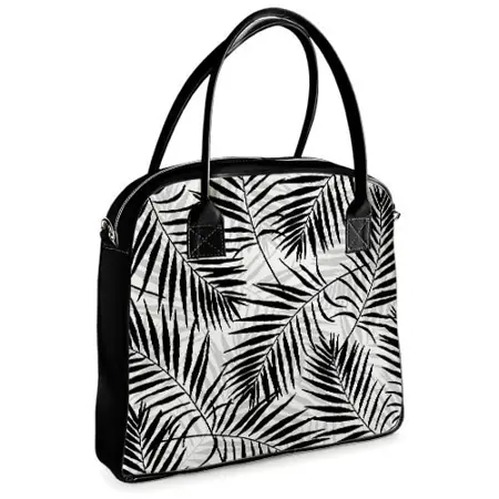  Kabelka s potiskem Oxford Černé listy na bílém pozadí