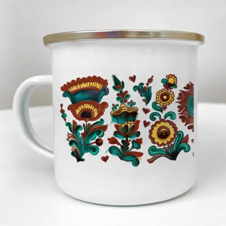 Smaltovaný hrnek Camper  Květiny. Tvořivost