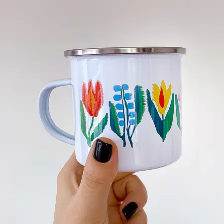 Smaltovaný hrnek Camper krásné Jaro