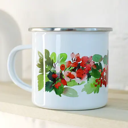 Smaltovaný hrnek Camper Bobule na větvi