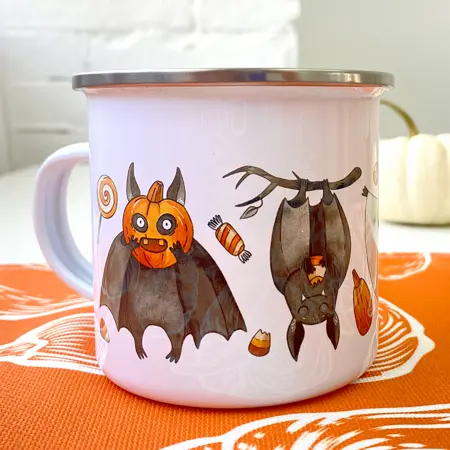 Smaltovaný hrnek Camper Legrační netopýři