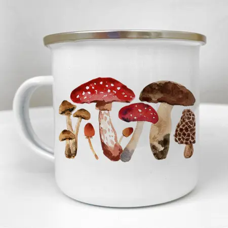 Smaltovaný hrnek Camper houby