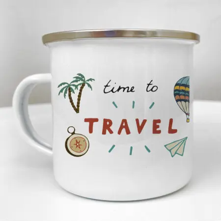 Smaltovaný hrnek Camper Time to travel